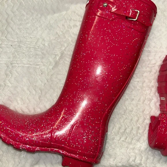 Hunter Kids Original Knee High Giant Glitter Wellington Boots New Without Box - Picture 8 of 11
